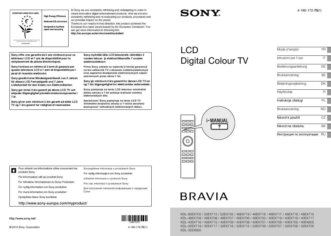 Mode d'emploi SONY KDL-40EX605