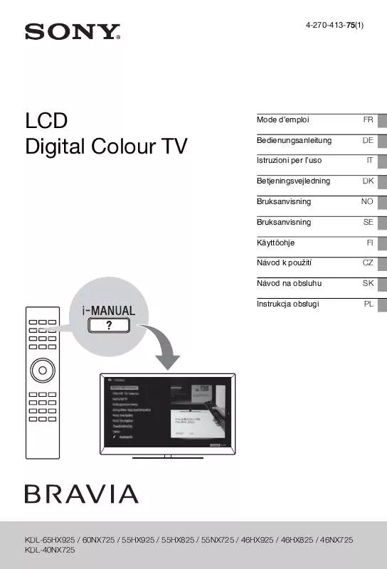 Mode d'emploi SONY BRAVIA KDL-40NX725