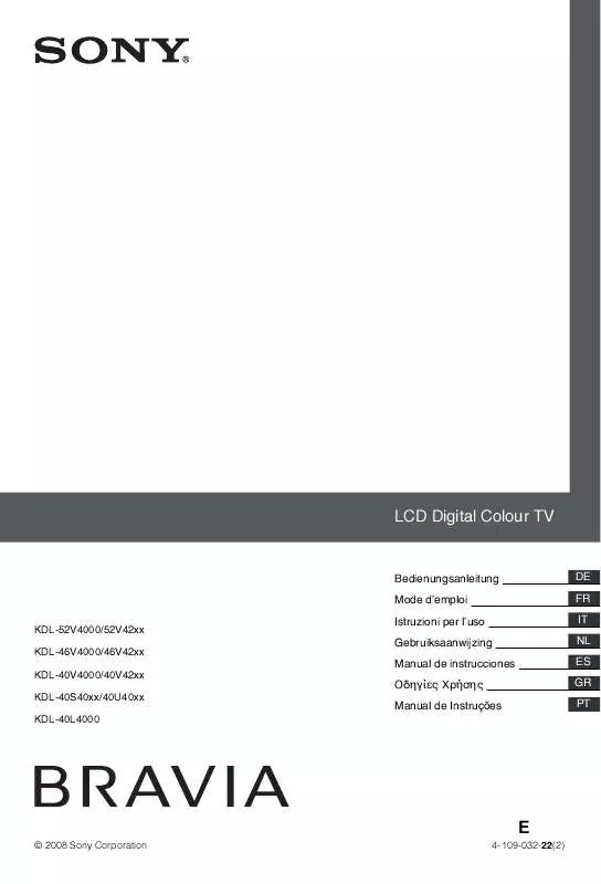 Mode d'emploi SONY KDL-52V4200