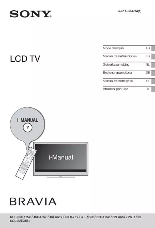 Mode d'emploi SONY KDL26EX550BAEP