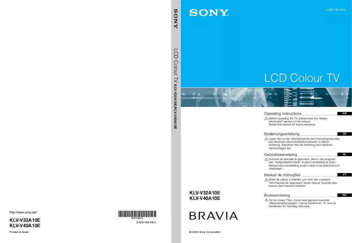 Mode d'emploi SONY KLV-V32A10E