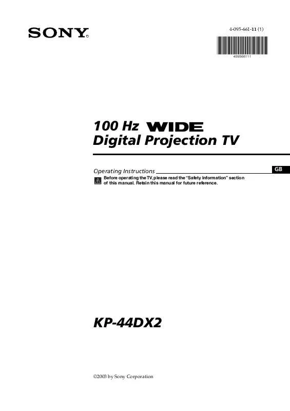 Mode d'emploi SONY KP-44DX2U