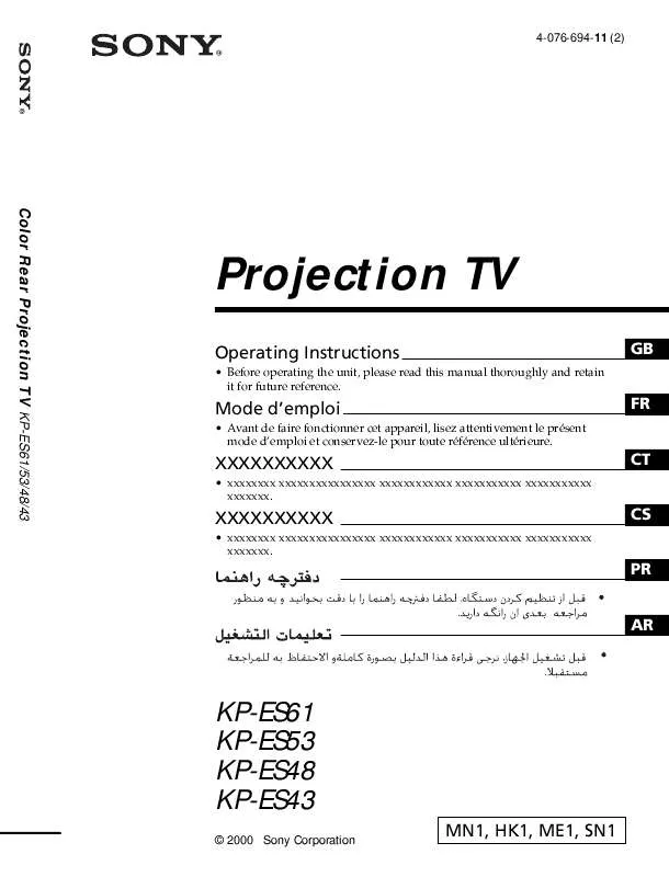 Mode d'emploi SONY KP-ES48MN1