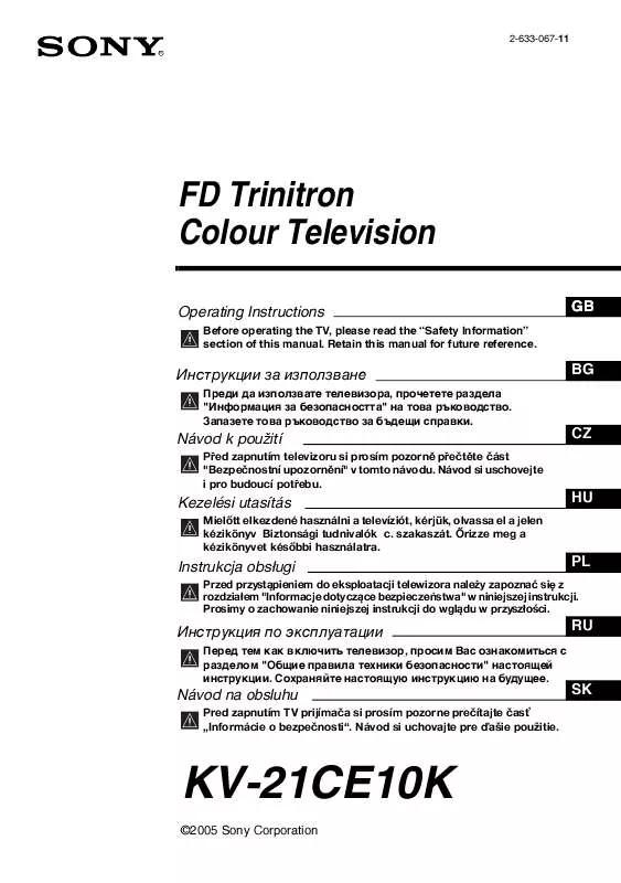 Mode d'emploi SONY KV-21CE10K