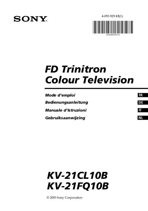 Mode d'emploi SONY KV-21FQ10B