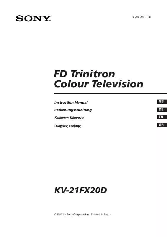 Mode d'emploi SONY KV-21FX20D