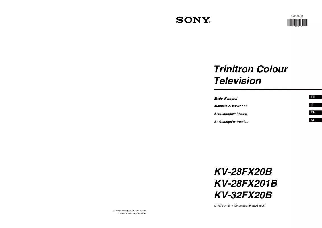 Mode d'emploi SONY KV-28FX201B