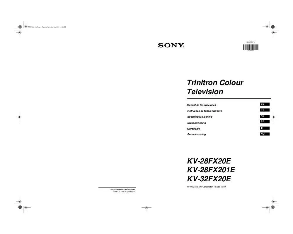 Mode d'emploi SONY KV-28FX20E