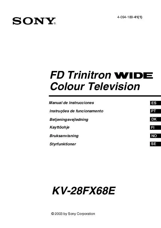 Mode d'emploi SONY KV-28FX68E