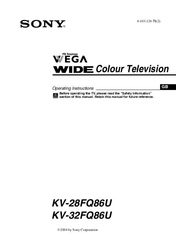 Mode d'emploi SONY KV-32FQ86U