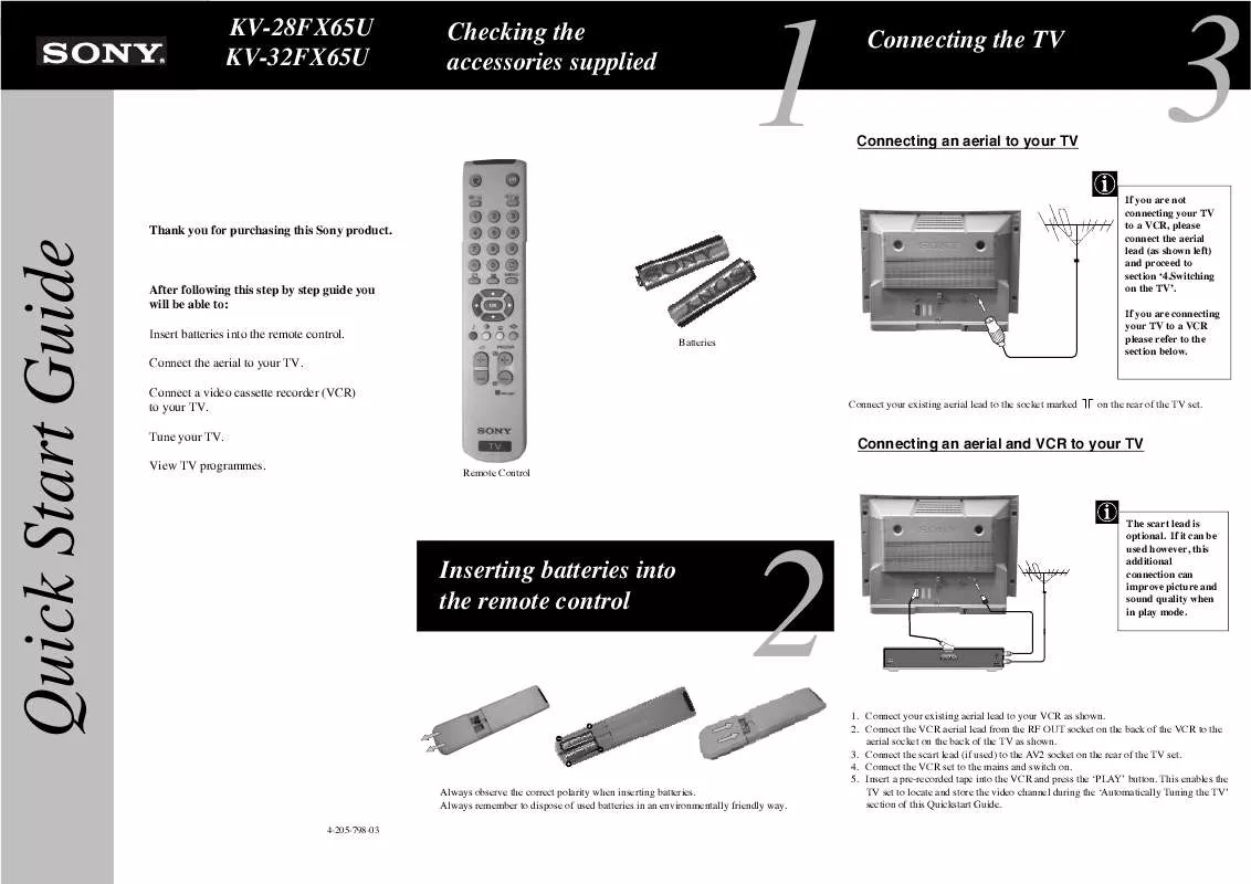 Mode d'emploi SONY KV-32FX65U