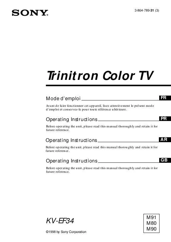 Mode d'emploi SONY KV-EF34M80