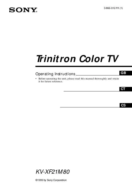 Mode d'emploi SONY KV-XF21M80