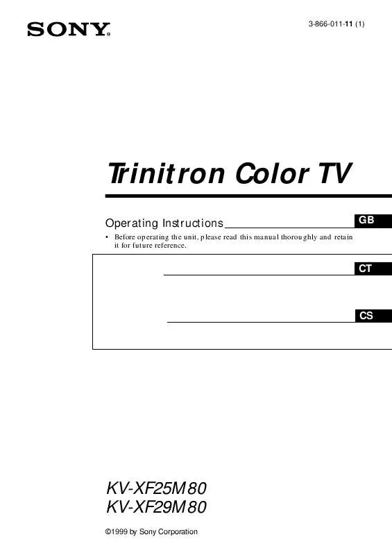 Mode d'emploi SONY KV-XF29M80