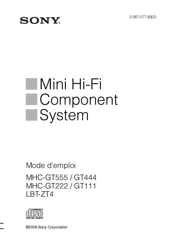 Mode d'emploi SONY LBT-ZT4