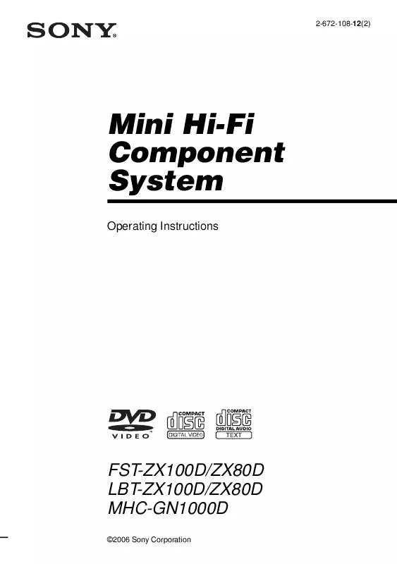 Mode d'emploi SONY LBT-ZX80D