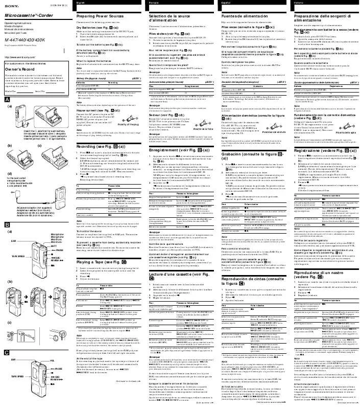 Mode d'emploi SONY M-430K