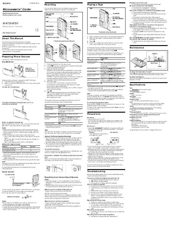 Mode d'emploi SONY M-675V