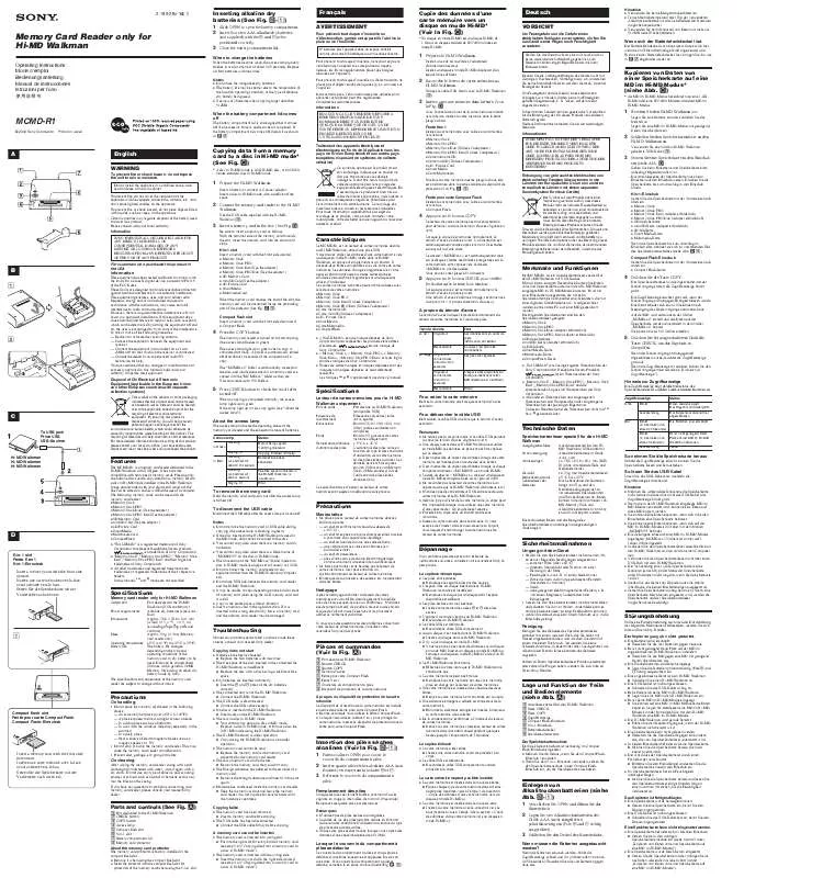 Mode d'emploi SONY MCMD-R1