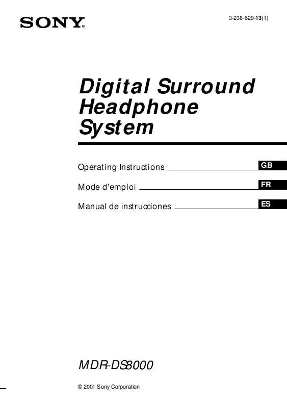 Mode d'emploi SONY MDR-DS8000