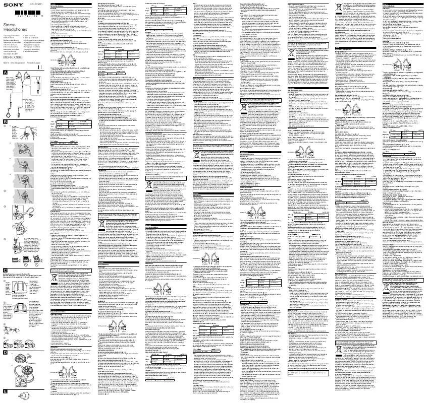 Mode d'emploi SONY MDR-EX1000