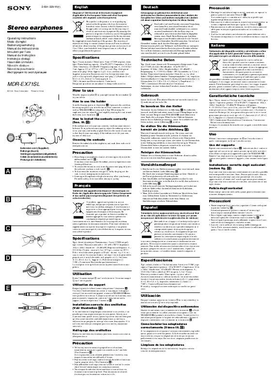 Mode d'emploi SONY MDR-EX71SL