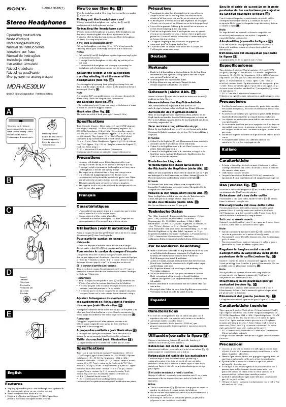 Mode d'emploi SONY MDR-KE30LW