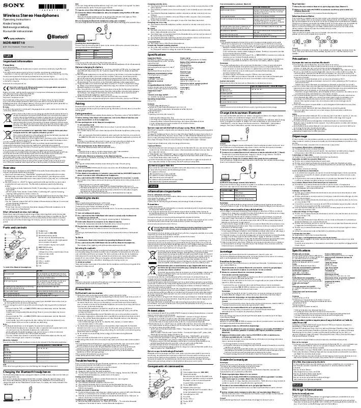 Mode d'emploi SONY MDR-NWBT10N