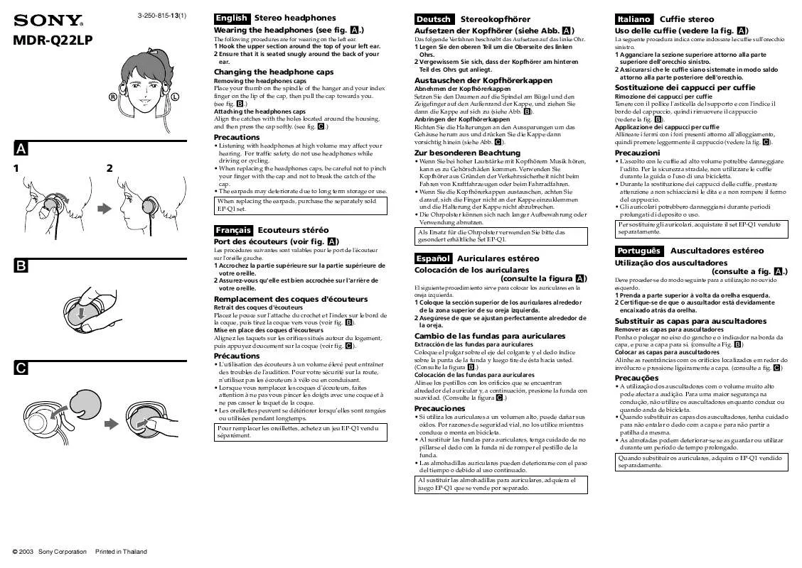 Mode d'emploi SONY MDR-Q22LP