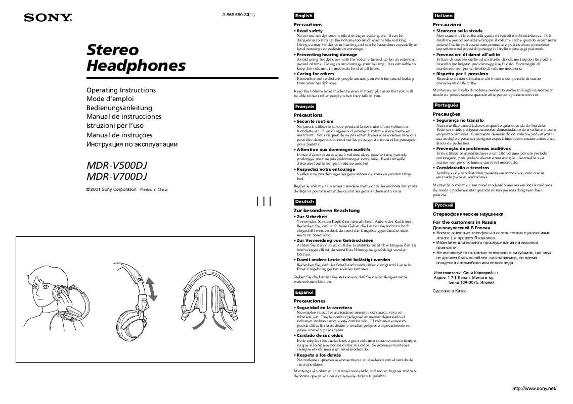 Mode d'emploi SONY MDR-V700DJ