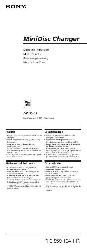 Mode d'emploi SONY MDX-61