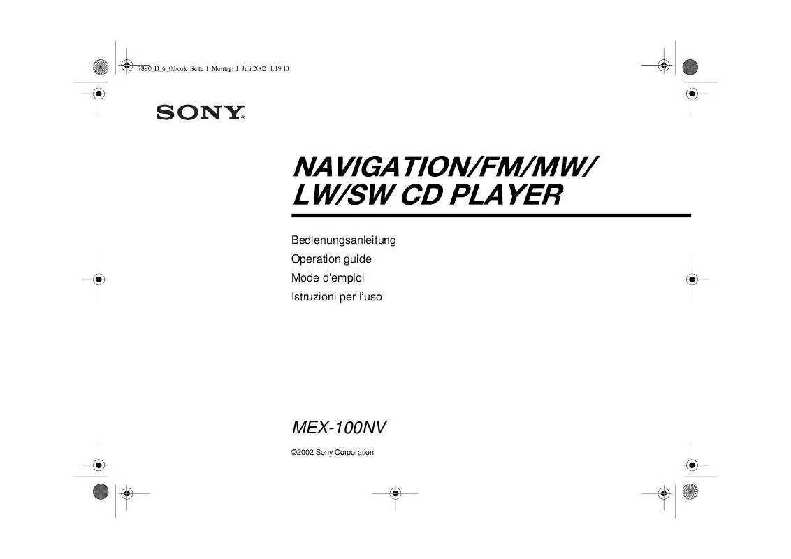 Mode d'emploi SONY MEX-100NV