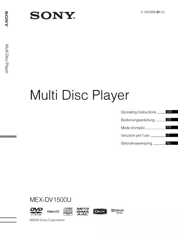 Mode d'emploi SONY MEX-DV1500U