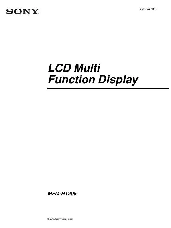 Mode d'emploi SONY MFM-HT205