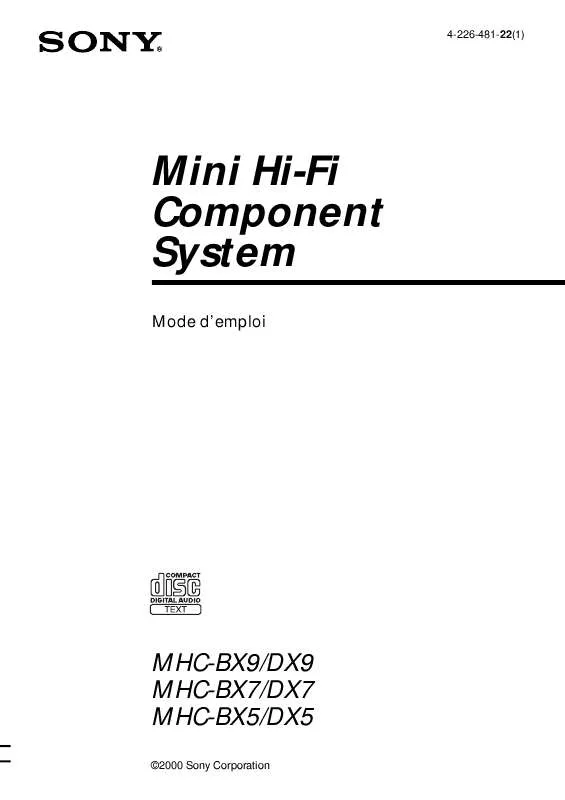 Mode d'emploi SONY MHC-DX7