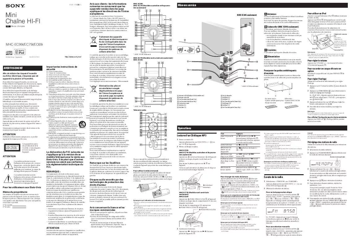 Mode d'emploi SONY MHC-EC69I