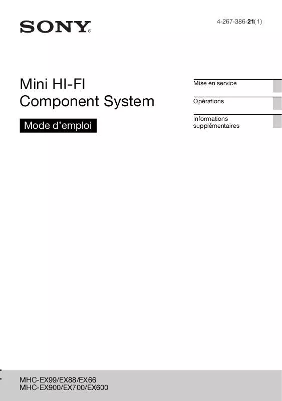 Mode d'emploi SONY MHC-EX99