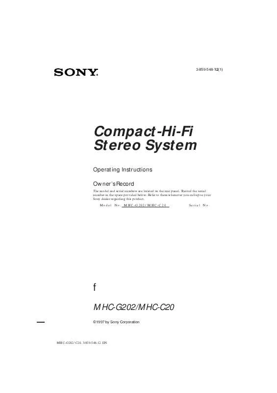 Mode d'emploi SONY MHC-G202