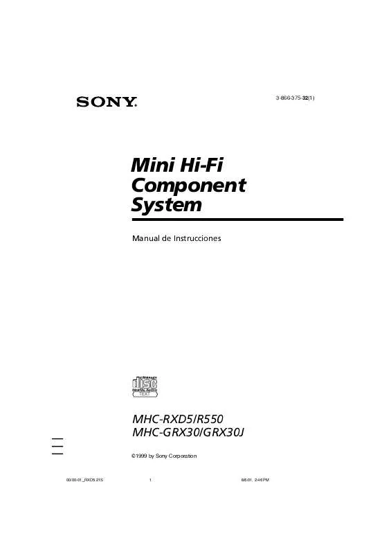 Mode d'emploi SONY MHC-GRX30