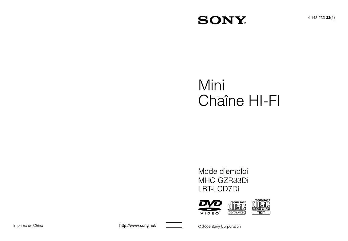 Mode d'emploi SONY MHC-GZR33DI