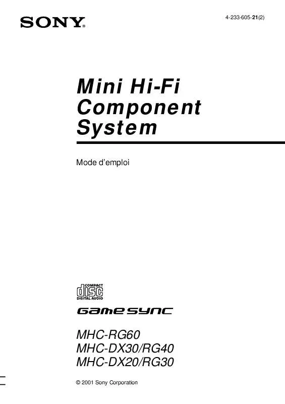 Mode d'emploi SONY MHC-RG30