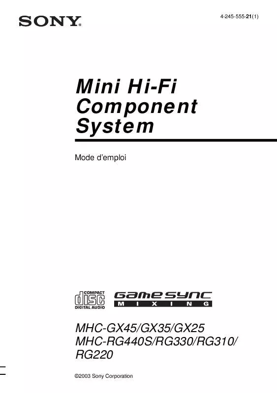 Mode d'emploi SONY MHC-RG310