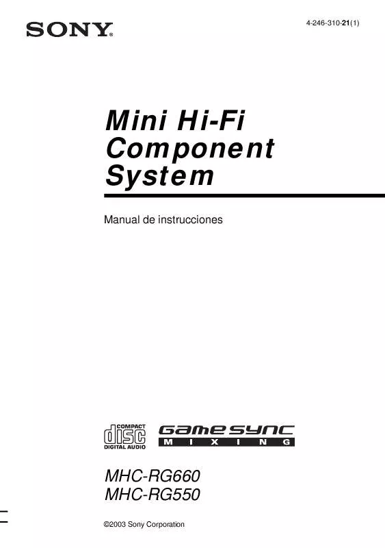 Mode d'emploi SONY MHC-RG660