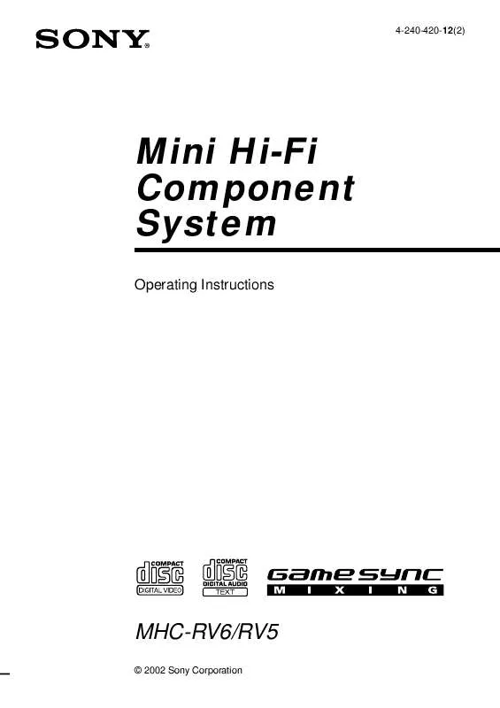 Mode d'emploi SONY MHC-RV6