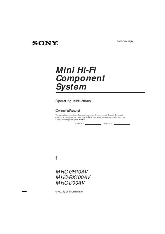 Mode d'emploi SONY MHC-RX100AV