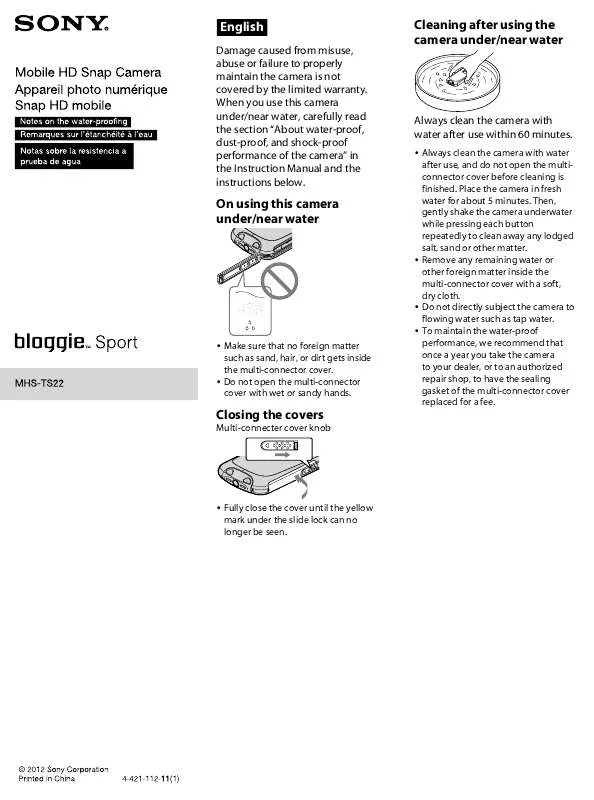 Mode d'emploi SONY MHS-TS22