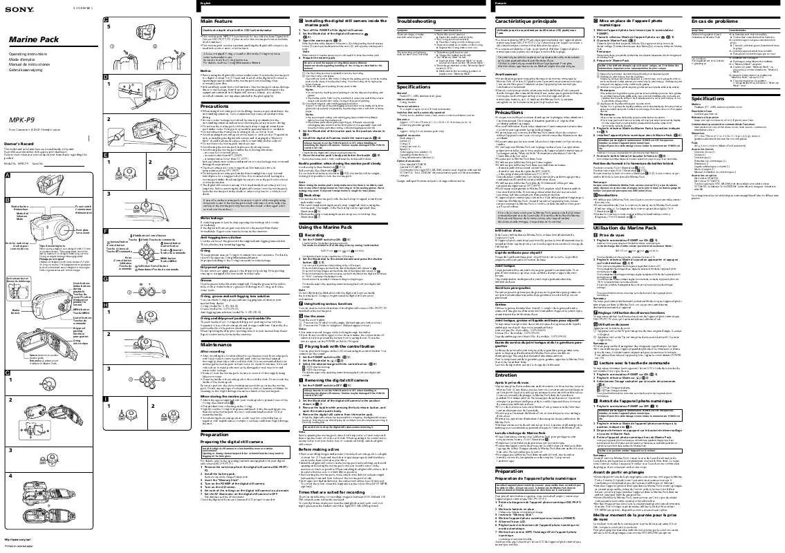 Mode d'emploi SONY MPK-P9