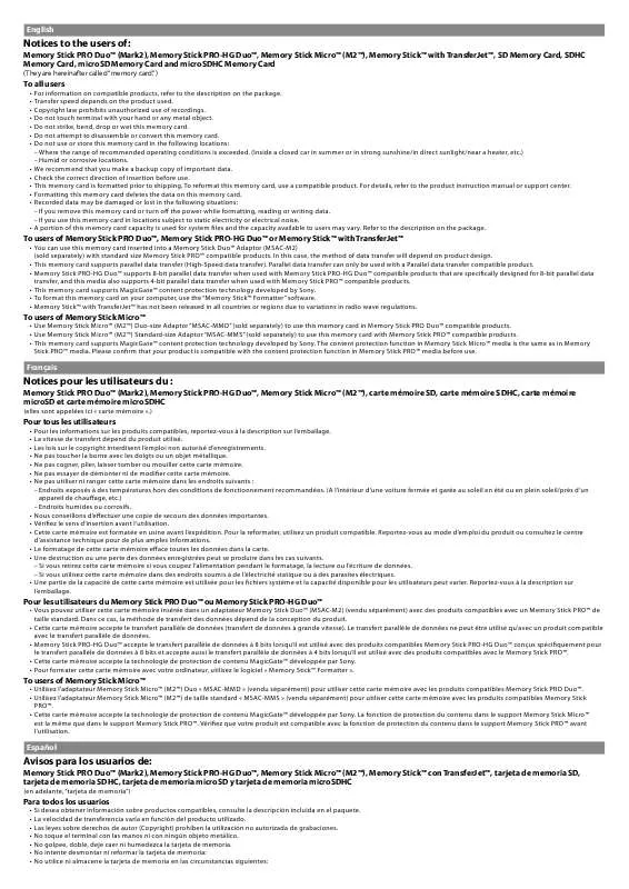 Mode d'emploi SONY MS-A4GD