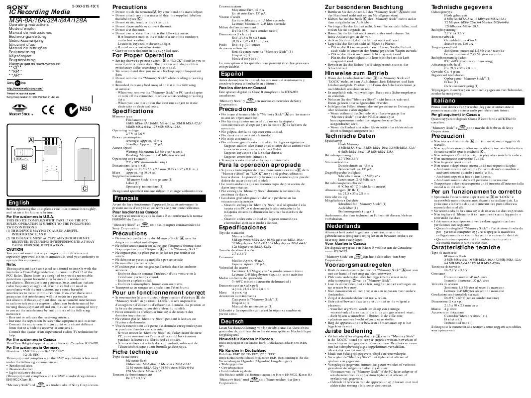 Mode d'emploi SONY MSA-32A