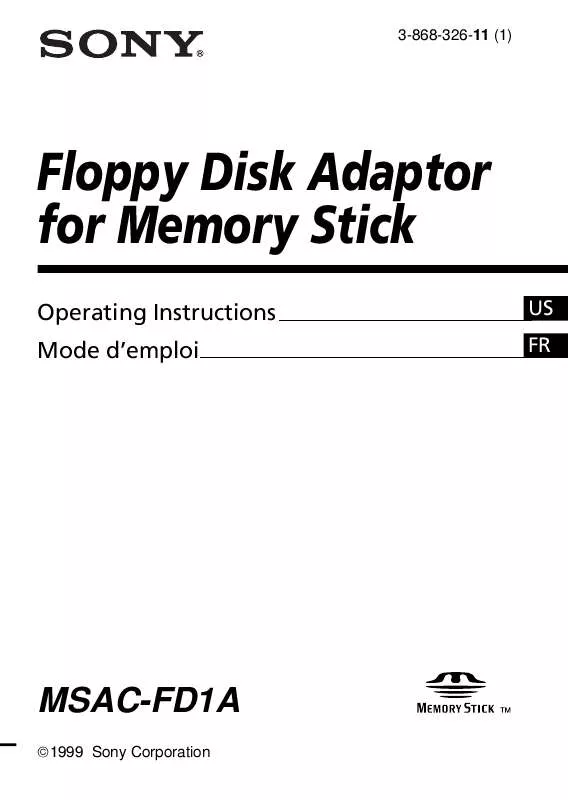 Mode d'emploi SONY MSAC-FD1A